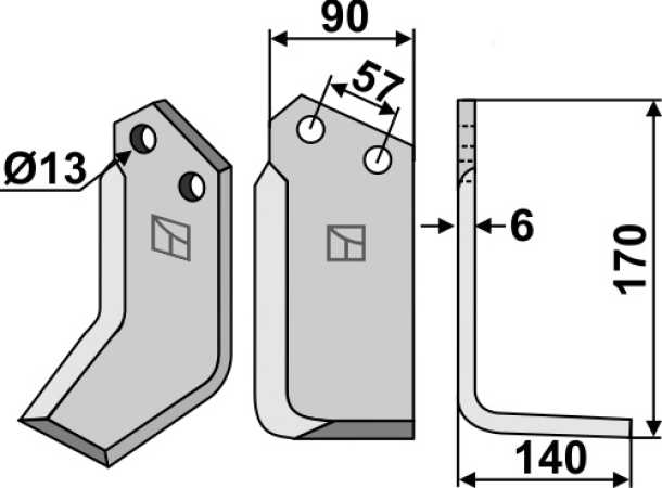 Fräsmesser 170x90mm, rechts